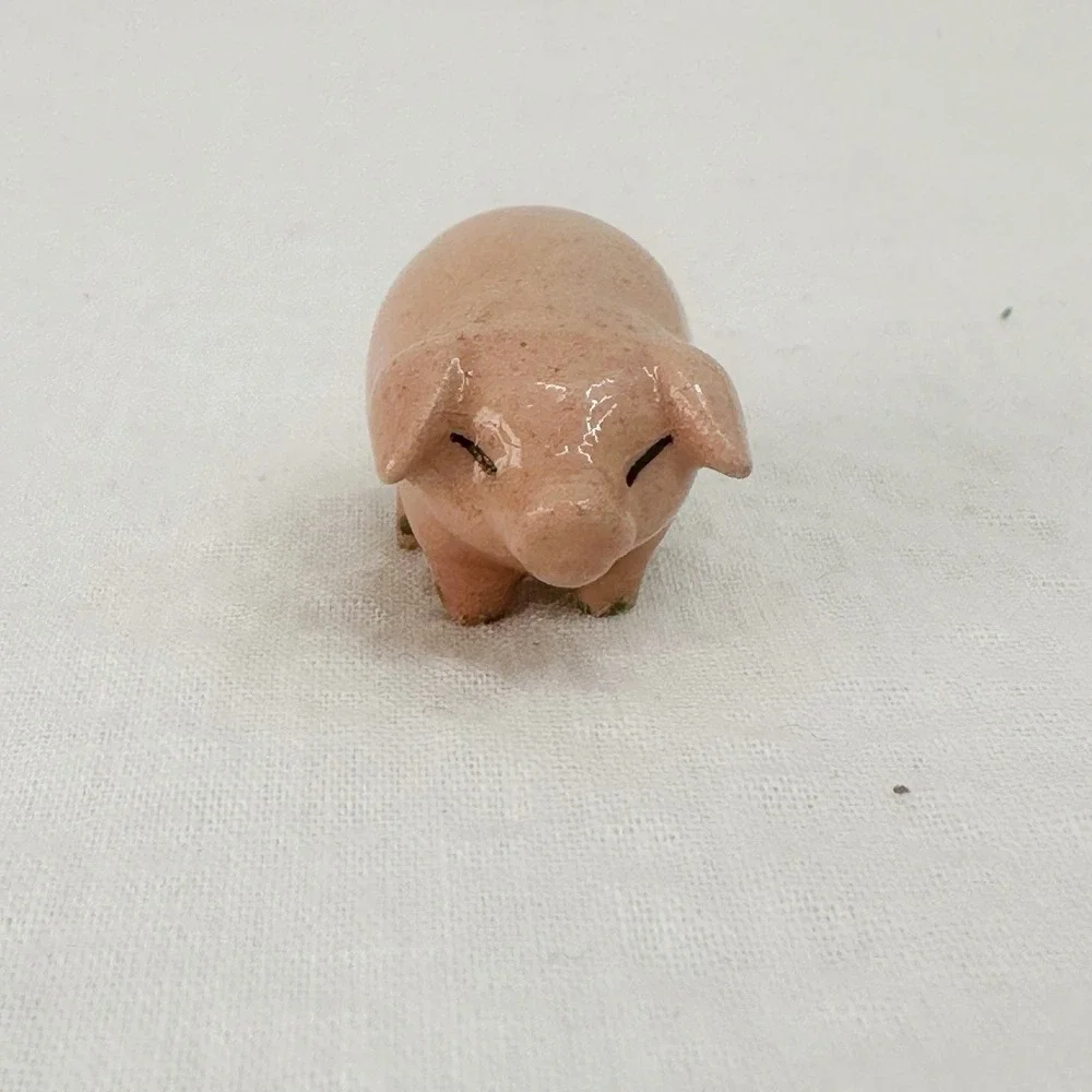 Porcelain Miniature Hagen Renaker Landrace Pink Piglet Baby Piggy Pig‎ Farm Tiny